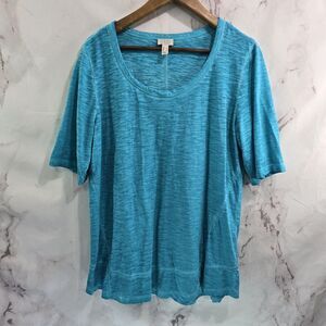 Logo by Lori Goldstein T Shirt Womens Large Blue Annabelle Short Burnout Tee